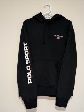 Polo Ralph Lauren Sport Spellout Fleece Hoodie Sweatshirt Black Men’s Medium